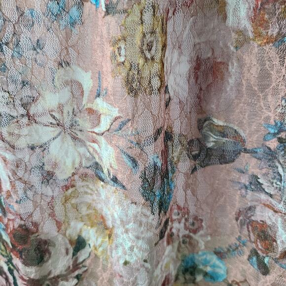 Anthropologie Akemi‎ Kin Fairy Blouse Top SZ Large Cottagecore Sheer Floral Pink - Picture 4 of 13